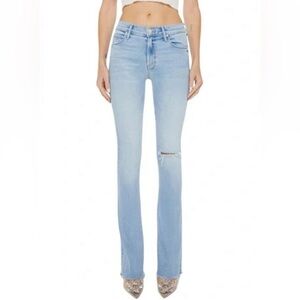 MOTHER Runaway Frayed Hem Skinny Flare Jeans